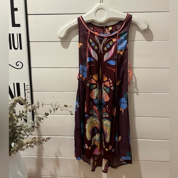 FREE PEOPLE burgundy satin tunic size S - Picture 1 of 8